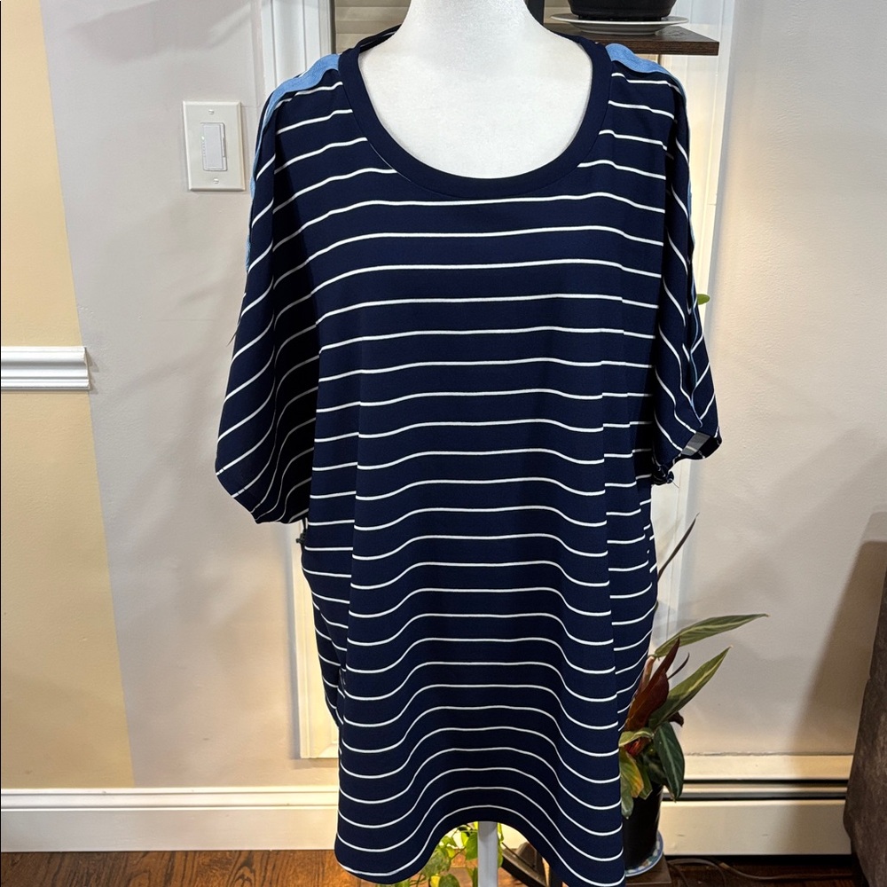 A love story Navy and White Striped T-Shirt size 3X